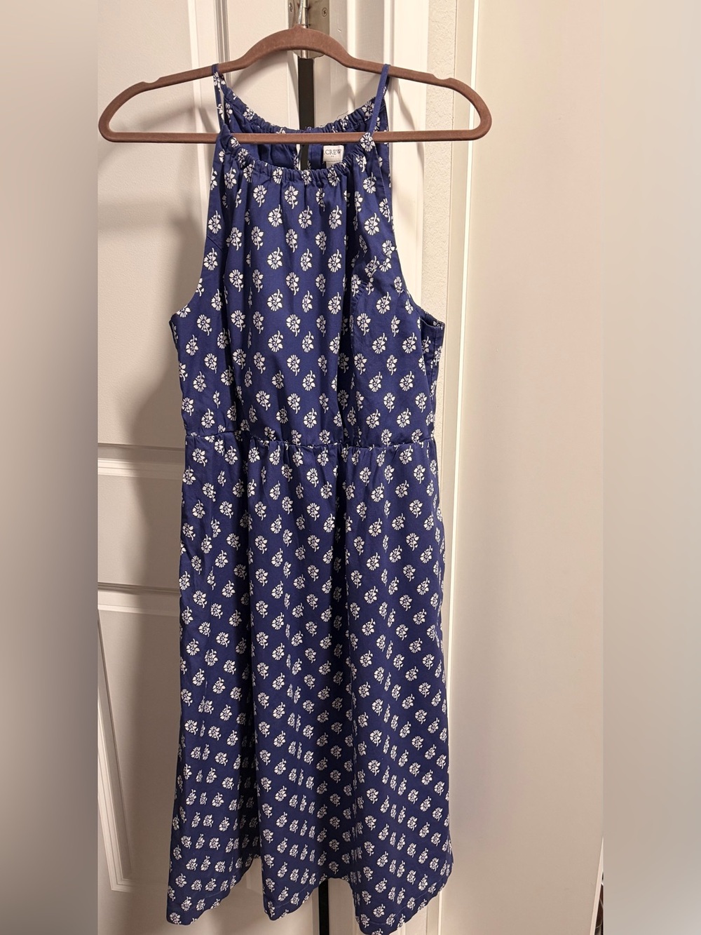 J. Crew purple blue Halter Summer Dress with White Floral Print